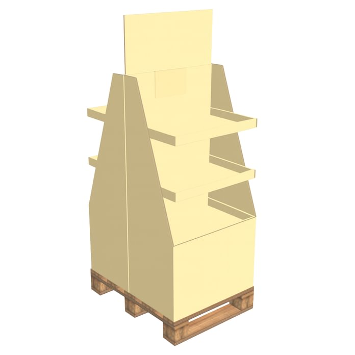 Kartoninis stendas displėjus 1/2 paletės, modelis T3-1_2​, 80x60 cm