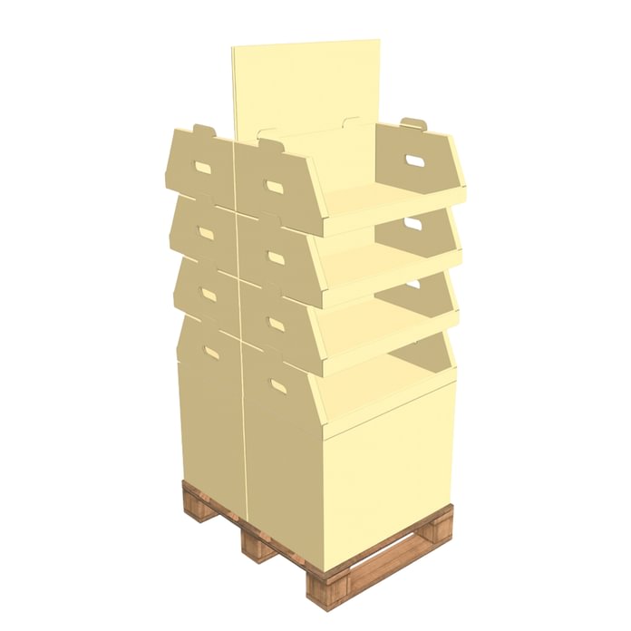 Kartoninis stendas displėjus 1/2 paletės, modelis T5-1_2​, 80x60 cm