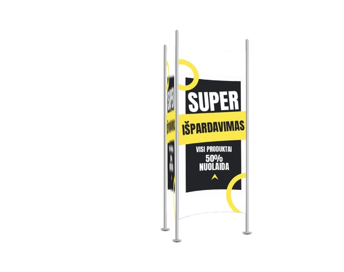Popieriniai plakatai tripusiams stovams