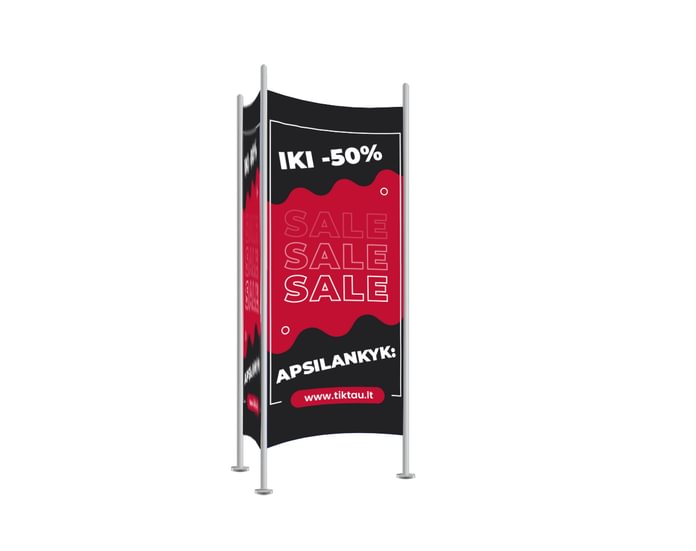 Popieriniai plakatai tripusiams stovams