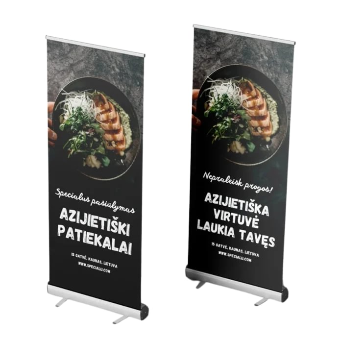 Mobilus dvipusis roll up stendas (plakatas + konstrukcija)