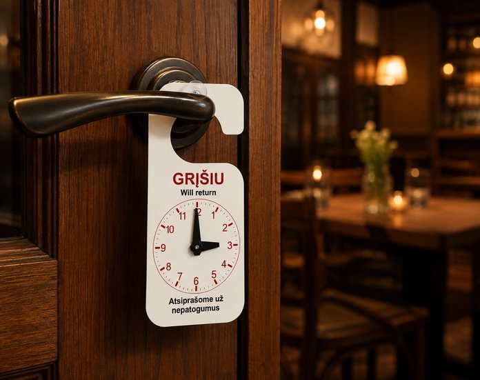 Pakabinamas laikrodis „Grįšiu“