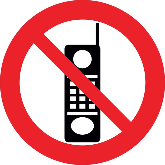 Ženklas „Draudžiama naudotis mobiliuoju telefonu“